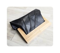 Image 1 of Black Leather & Timber Clutch