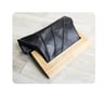 Black Leather & Timber Clutch