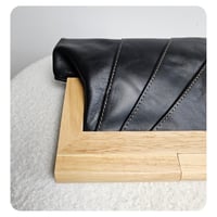 Image 3 of Black Leather & Timber Clutch
