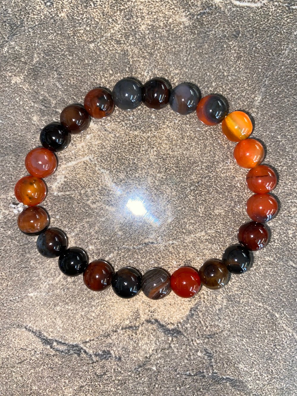 Image of Red Agate Crystal/Stone Bead Bracelet (8MM)