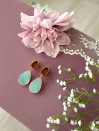 Image 2 of Amazonite Teardrop Slices (Gold)
