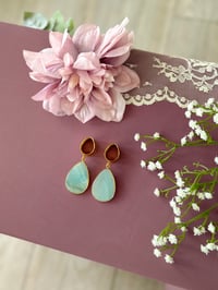 Image 4 of Amazonite Teardrop Slices (Gold)