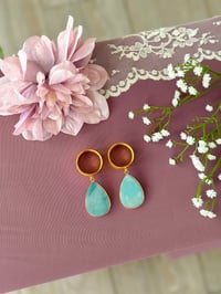 Image 3 of Amazonite Teardrop Slices (Gold)