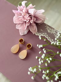 Image 1 of Pink Aventurine Teardrop Slices (Gold)