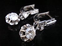Image 1 of EDWARDIAN FRENCH 18CT PLATINUM TRANSITIONAL CUT DIAMOND 1.10ct DROP EARRINGS