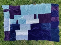 Image 3 of velour velvet plush purple blue navy patchwork warm upcycled courtneycourtney blanket throw block