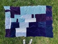 Image 1 of velour velvet plush purple blue navy patchwork warm upcycled courtneycourtney blanket throw block