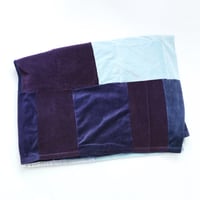 Image 4 of velour velvet plush purple blue navy patchwork warm upcycled courtneycourtney blanket throw block