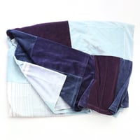 Image 2 of velour velvet plush purple blue navy patchwork warm upcycled courtneycourtney blanket throw block