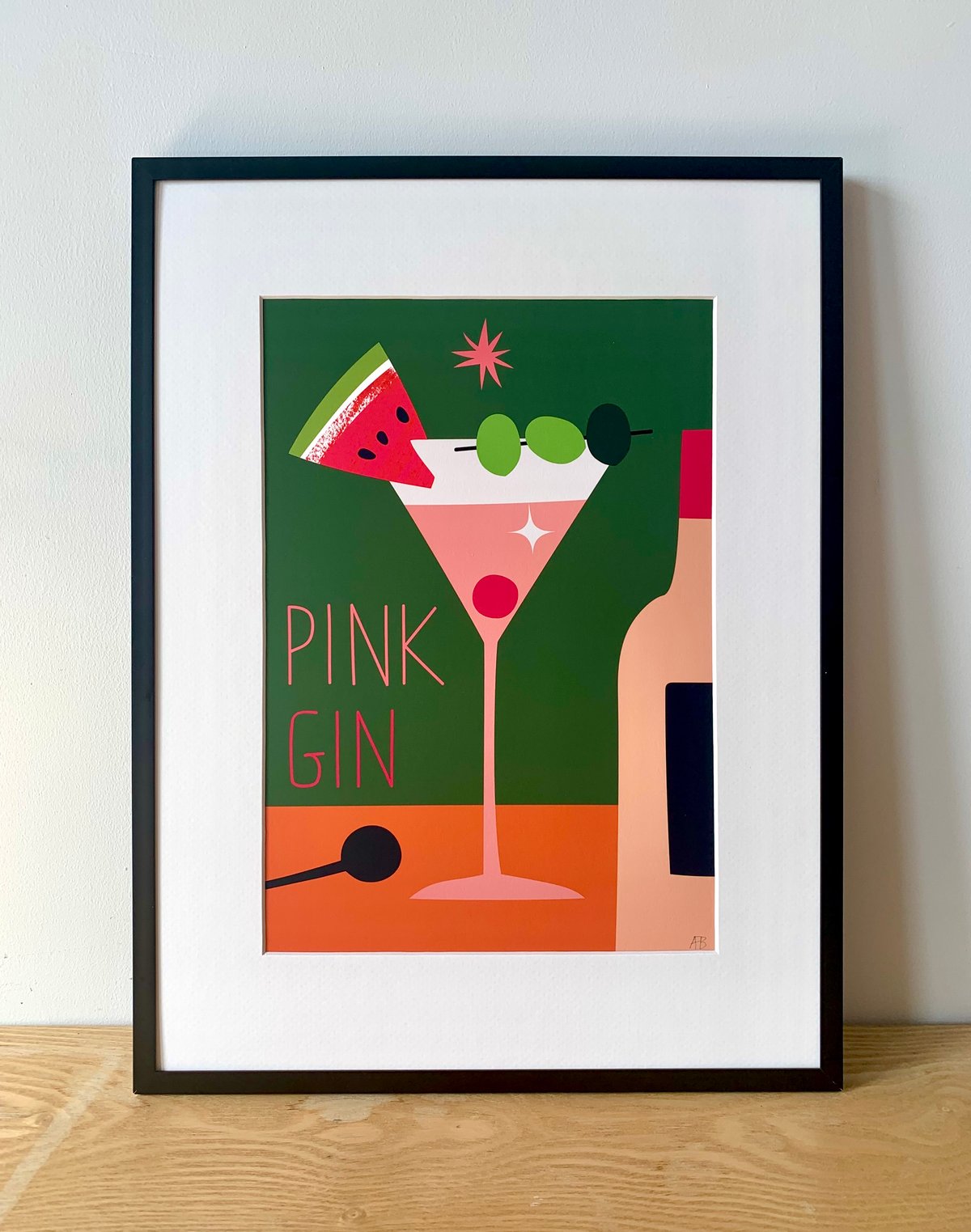 Cocktail Prints A4 - Pink Gin, Mojito, Old Fashioned, Manhattan & Espresso Martini