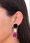 Pendientes fucsia aguja de plata 