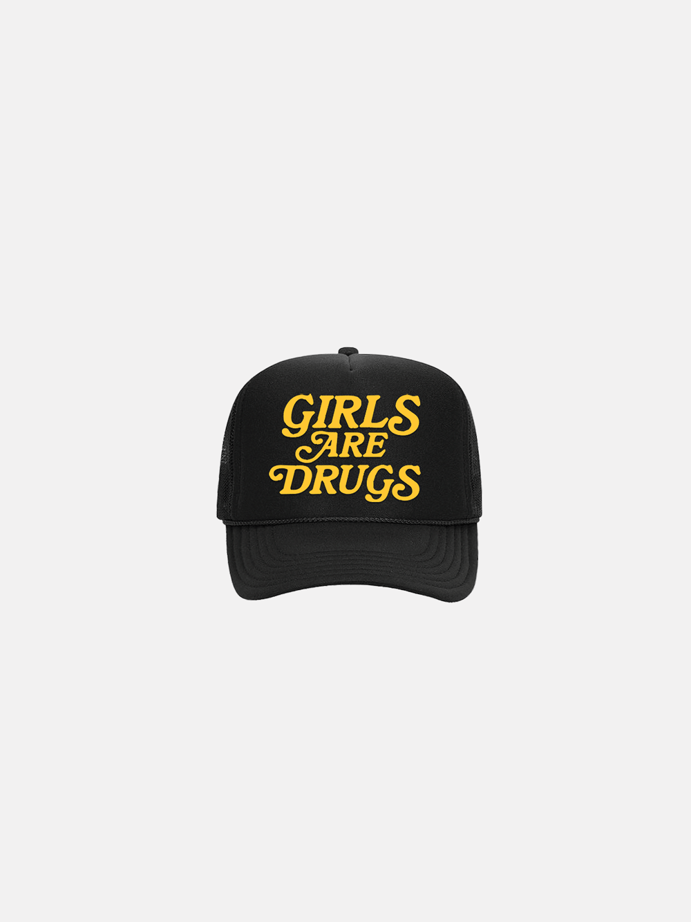 Image of GIRLS ARE DRUGS® TRUCKERS - BLACK / YELLOW