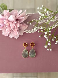 Image 1 of Labradorite Teardrop Slices (Gold)