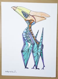 Image 2 of Original Art - Watercolor Mech Thalassodromeus Variant - Pen and Ink