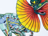 Image 2 of Original Art - Mech Dilophosaurus - Watercolor, Ink