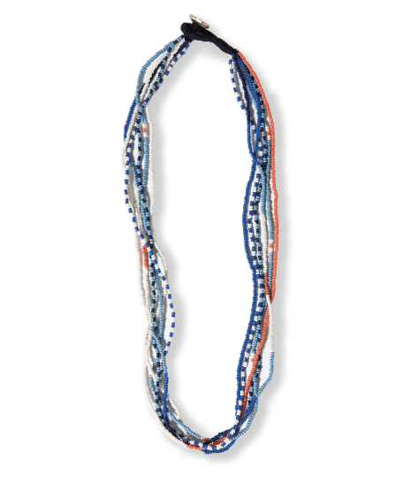 Image of Quinn Stripe and Color Block Beaded Necklace Coastal by Ink & Alloy