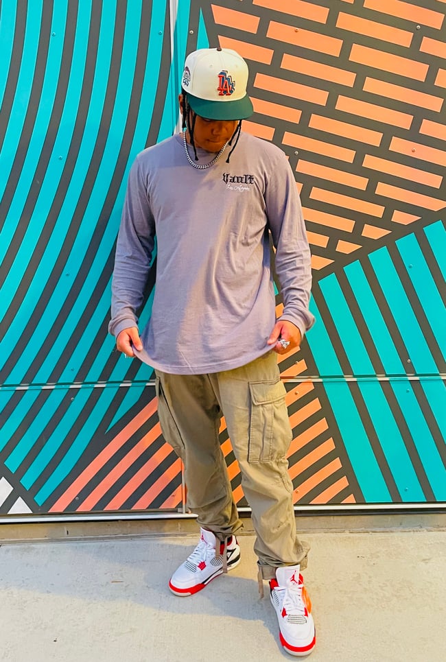 "Point Blank" Long-sleeve Tee -Storm