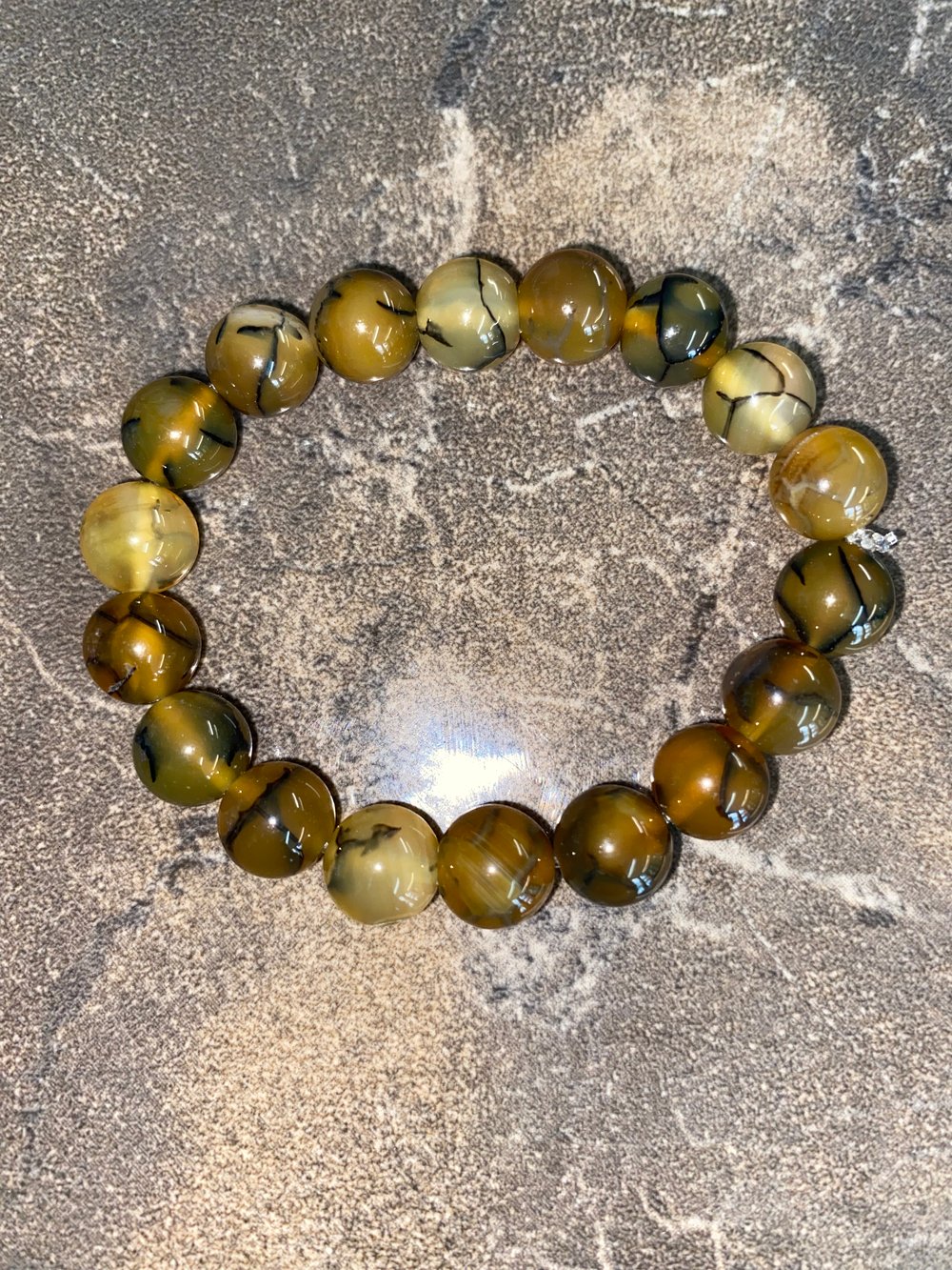 Image of Yellow Agate Stone Bead Bracelet (10MM)