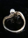 EDWARDIAN FRENCH 18CT YELLOW GOLD CULTURED PEARL AND OLD CUT DIAMOND TOI ET MOI