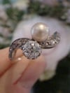 EDWARDIAN FRENCH 18CT YELLOW GOLD CULTURED PEARL AND OLD CUT DIAMOND TOI ET MOI
