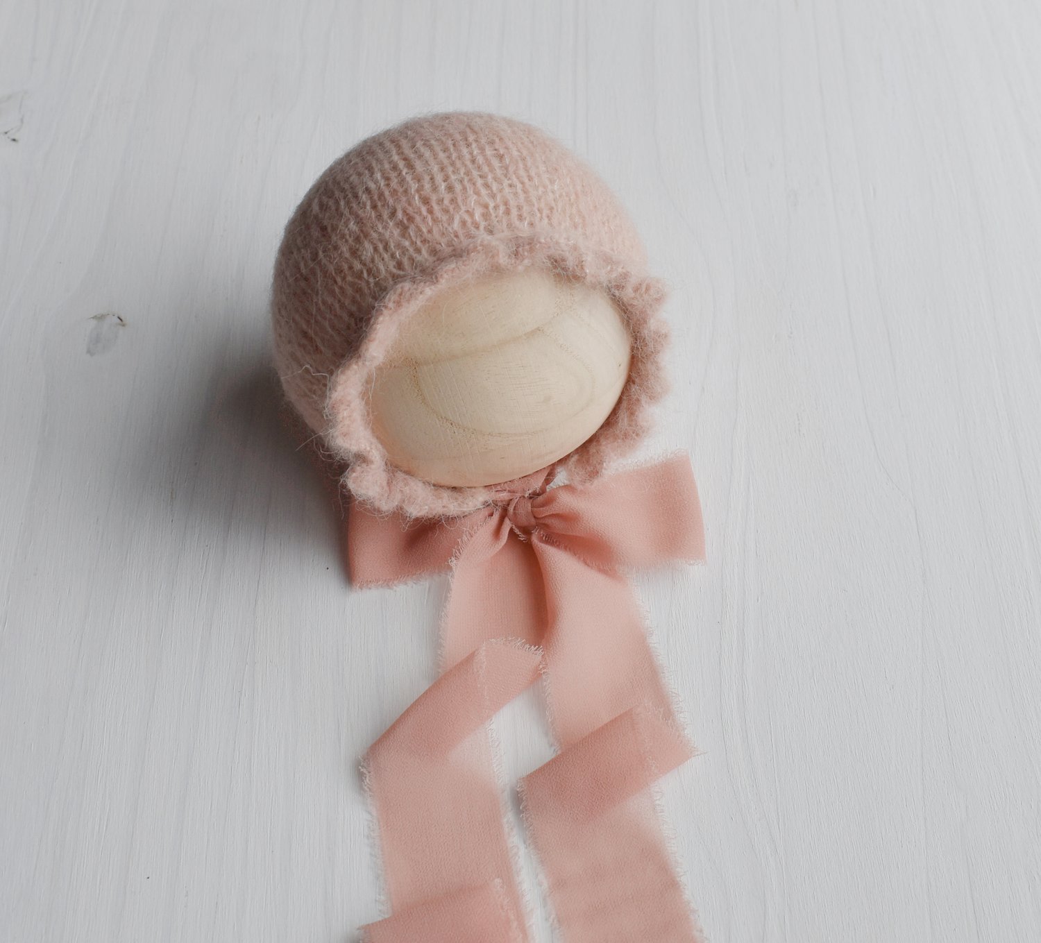 Image of Dusty Peach Ruffle Brimmed Bonnet