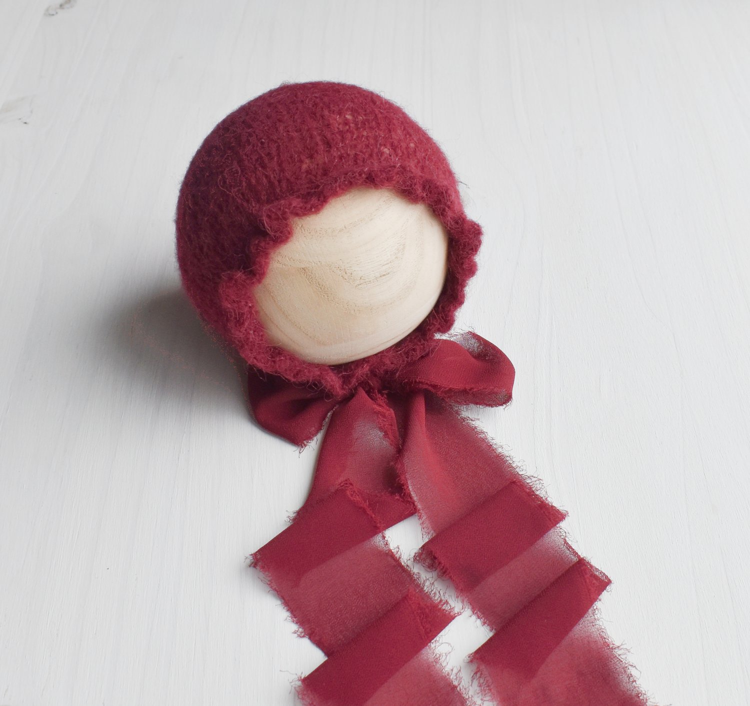 Image of Cranberry Ruffle Brimmed Bonnet