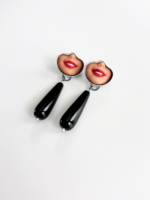 Image of Smile Earrings with Black Onyx Drops - posts