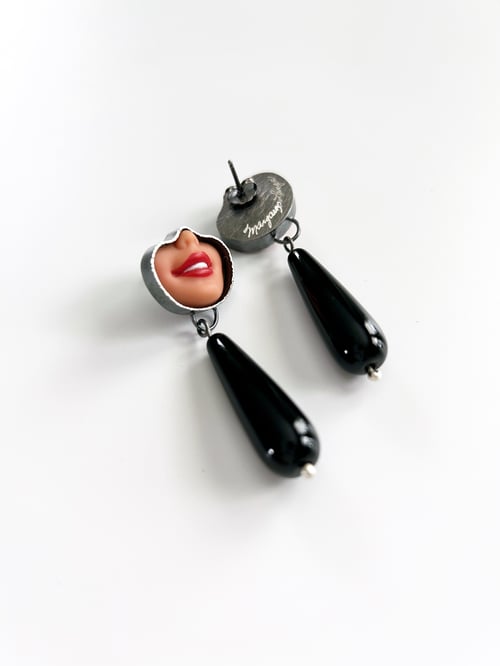 Image of Smile Earrings with Black Onyx Drops - posts