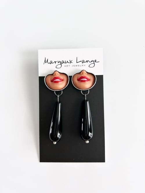 Image of Smile Earrings with Black Onyx Drops - posts