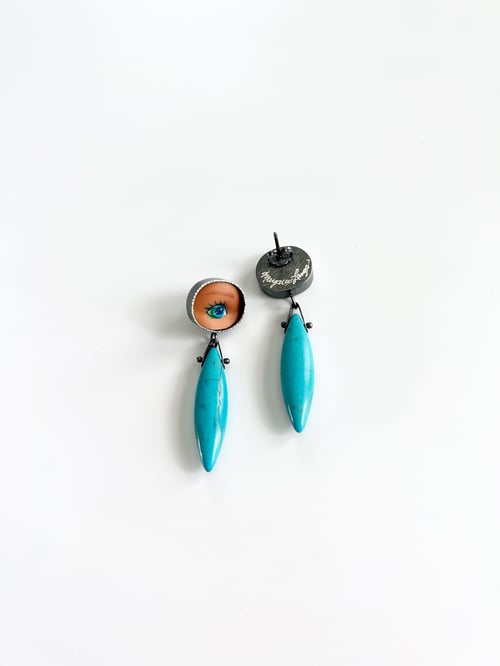 Image of Blue Eye Earrings with Turquoise Drops - posts