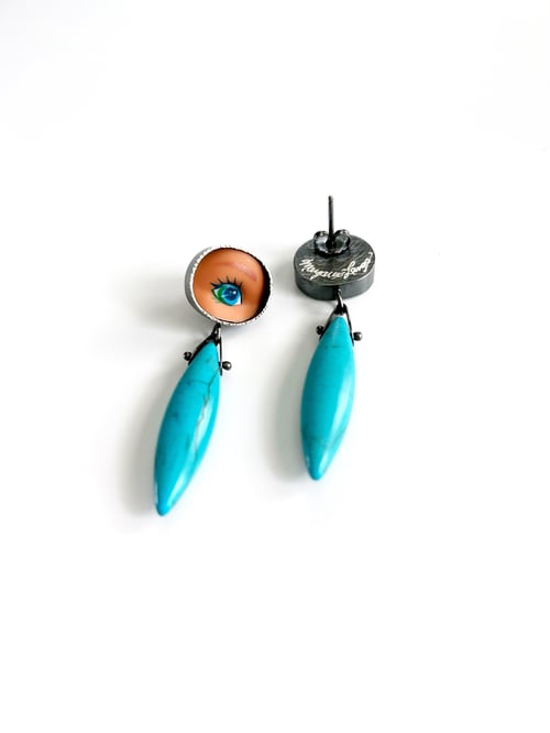Image of Blue Eye Earrings with Turquoise Drops - posts