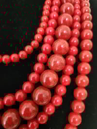 Image 2 of 5 Layer Bold Red Howlite Beaded Necklace with Earrings