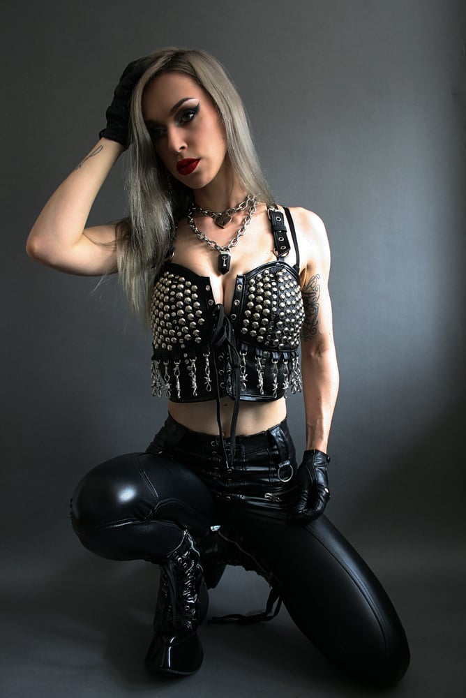 Image of BARBED LEATHER BRALETTE