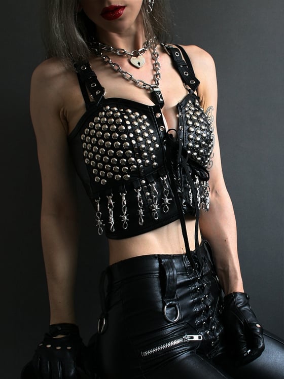 Image of BARBED LEATHER BRALETTE