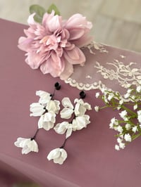 Image 1 of Oversized White Flower Dangles (BLACK)