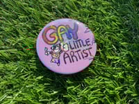 Image 1 of Gay Little Artist Button Pin (Holo!)
