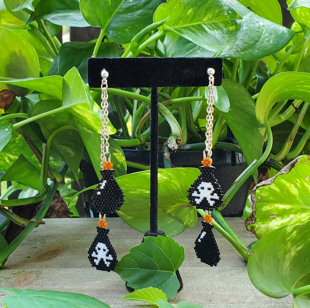 Image of Poison Bottle Two-Tiered Beaded Earrings 