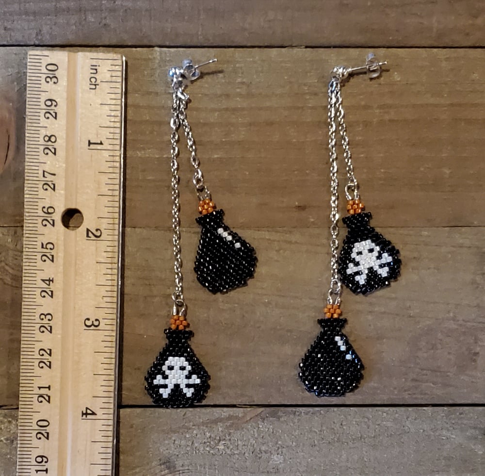 Image of Poison Bottle Two-Tiered Beaded Earrings 