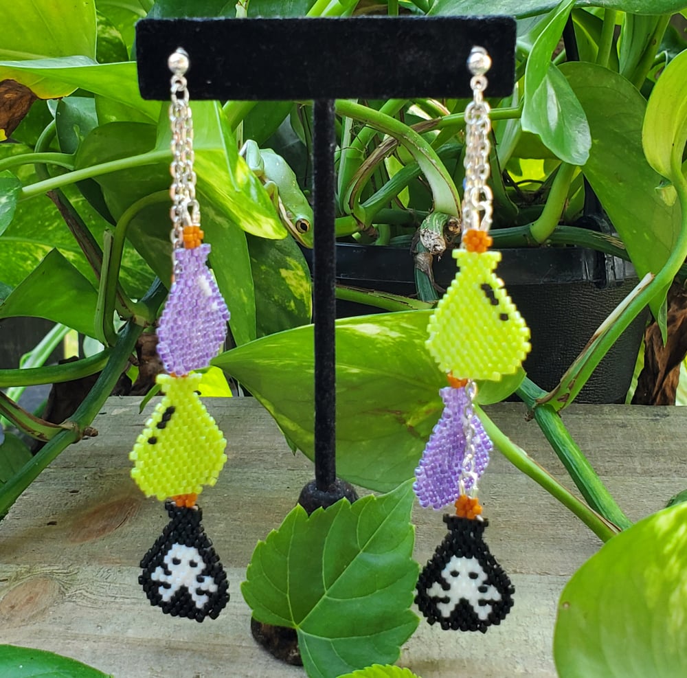 Image of Poison Bottle Three-Tier Beaded Earrings