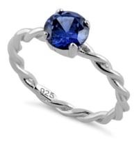 Sterling Silver Tanzanite Twisted Band Ring