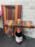 Epoxy Striped Charcuterie and Matching Wine Glass Caddy Set