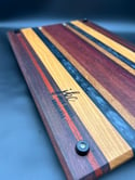 Epoxy Striped Charcuterie and Matching Wine Glass Caddy Set