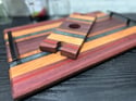 Epoxy Striped Charcuterie and Matching Wine Glass Caddy Set