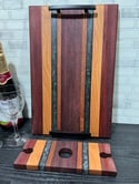 Epoxy Striped Charcuterie and Matching Wine Glass Caddy Set