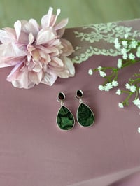 Image 2 of Dark Green Tiger’s Eye Teardrop Slices (Silver)
