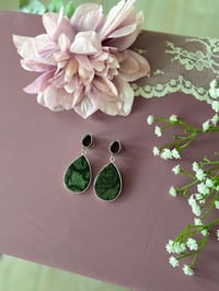 Image 3 of Dark Green Tiger’s Eye Teardrop Slices (Silver)