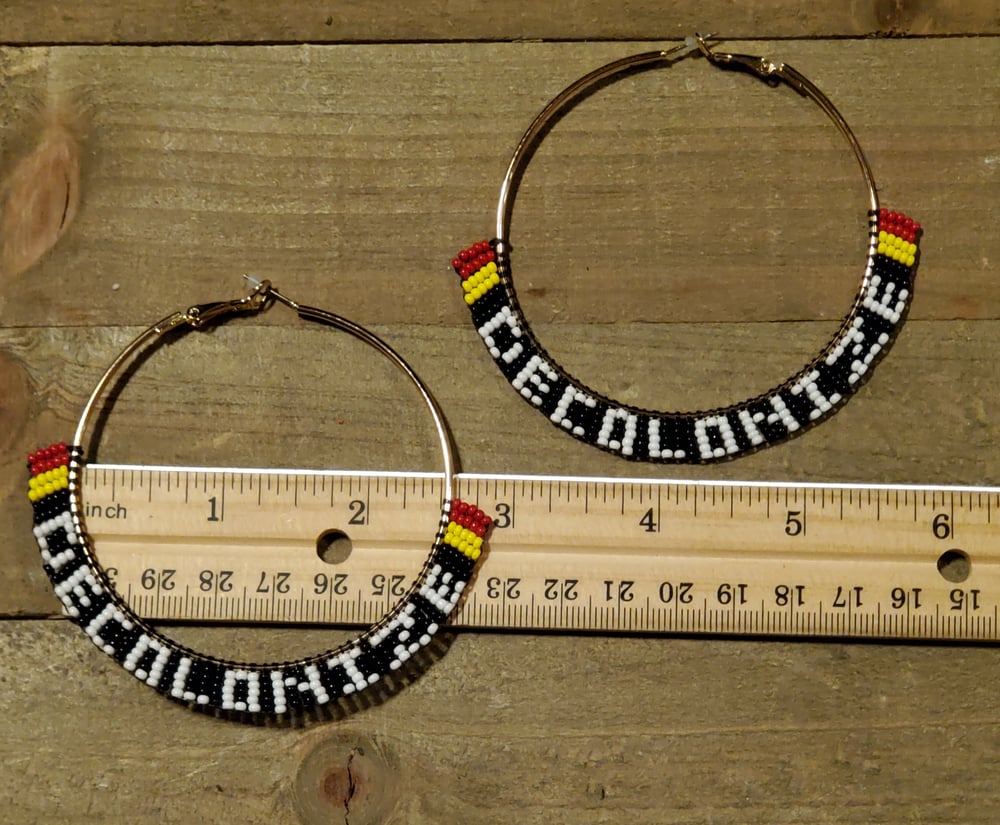 Image of DECOLONIZE Beaded Hoop Earrings- Black, Red, Yellow, White