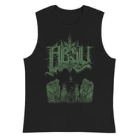 Image 1 of ABSU - TARA: TRVE BREWING (GREEN PRINT) MUSCLE SHIRT