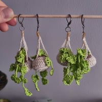 Image 1 of Teensy Crochet Plant Earrings (made to order)