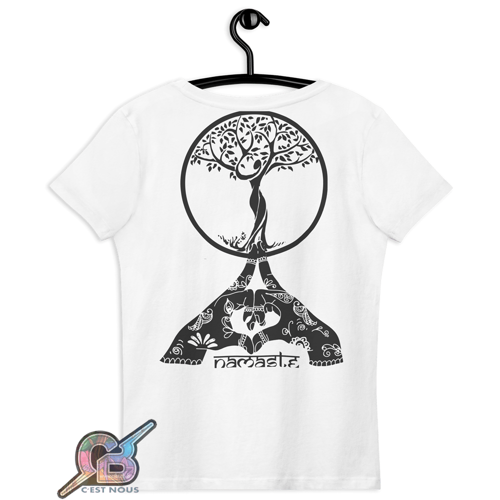 Image of T-shirt bio moulant femme "Namasté" Motif Anthracite